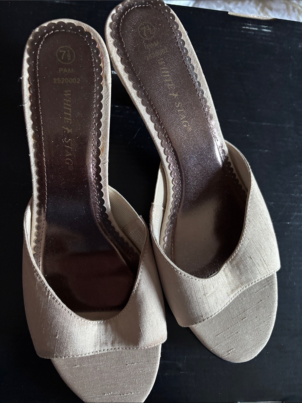 White Stag Beige Slide Mules